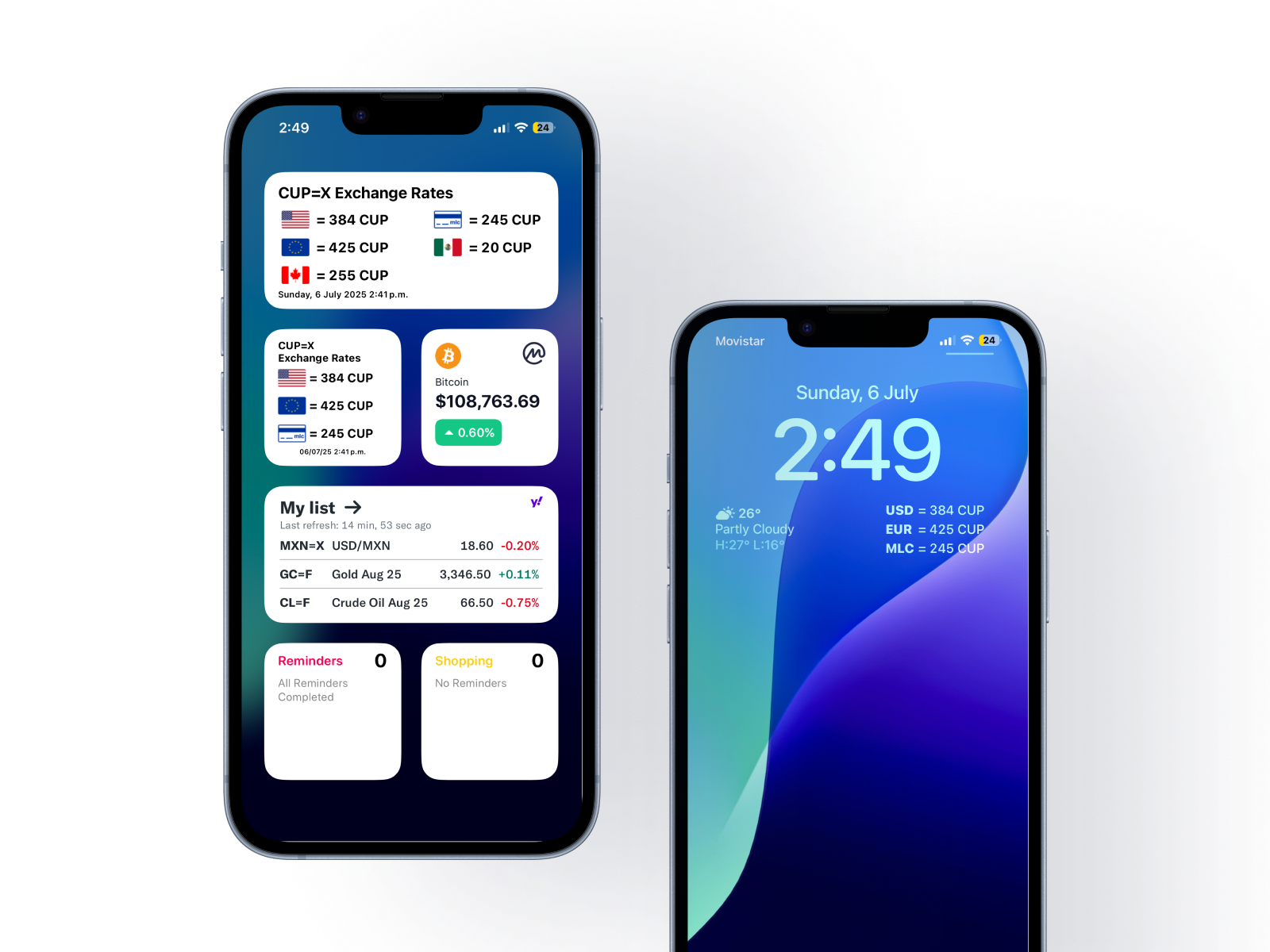 Ejemplo de Widget de Tasas de Cambio